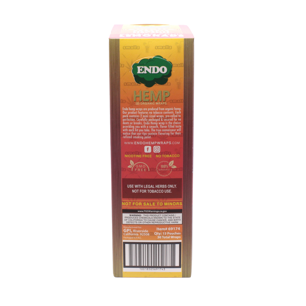 Endo Smallz Pre-Rolled Hemp Wraps 2ct 15pk