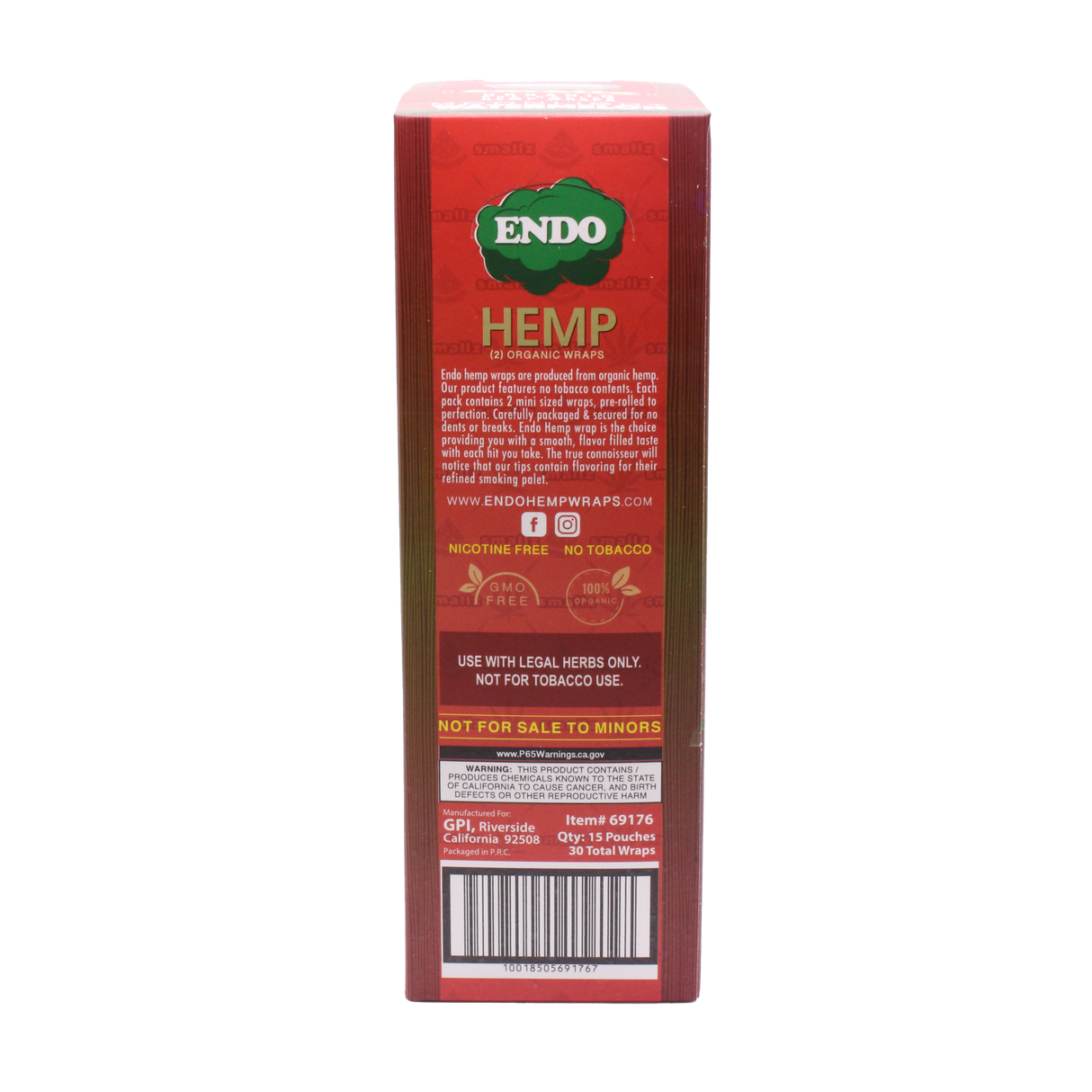 Endo Smallz Pre-Rolled Hemp Wraps 2ct 15pk