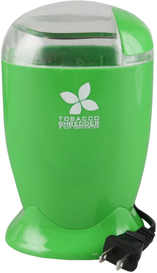 front view of the electric tobacco shredder made with heavy duty blades for a even cut for rolling the perfect smoke.