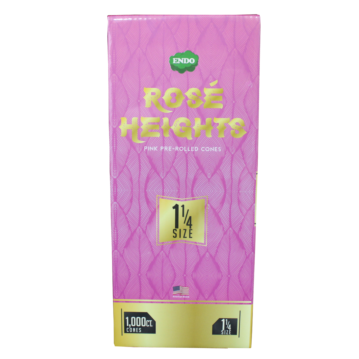 front view of the endi rose cones, in a 1000 count production box. made for ease of use and with a striking color made from plant based dyes for a natural unbleached experience.