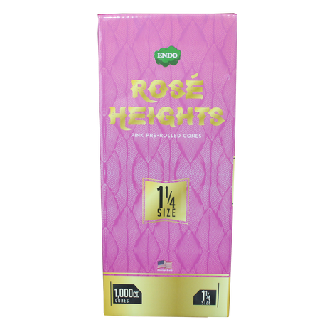 front view of the endi rose cones, in a 1000 count production box. made for ease of use and with a striking color made from plant based dyes for a natural unbleached experience.