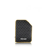 front view of the Exus Micare Black gold Cobra. A small ergonomic vaporizer with simple any stylish panels with performance and adjustable power.