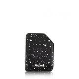 front view of the Exus Micare white splatter. A small ergonomic vaporizer with simple any stylish panels with performance and adjustable power.