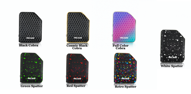front view of the Exus Micare and multiple panels. A small vaporizer with performance and adjustable power.