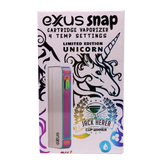 front view of the exxus snap vv vaporizer in the limited edition white and titanium anodized Unicorn look.