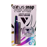 Front view of the Exxus snap VV in a titanium anodizing and grey finish labeled full color.  