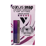 front view of the box of the Exxus Snap VV limited edition version Rogue in a pink and purple gradient with a gun metal border.  