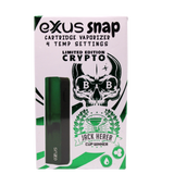 front of a Exxus snap VV box in their signature limited edition Crypto metal green. 