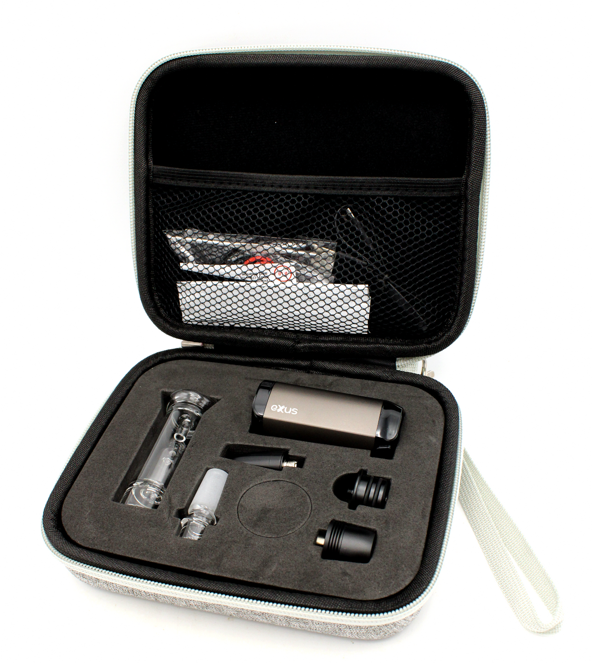 open view of the storage case to the Ultimate VRS 3 in one Vaporizer. A complete kit that posses multiple attachment to the module vaporizer battery, and other contents.