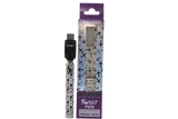 front view of the fly fresh twist vaporizer pen made for long time use with a strong battery and a top hat mustache design