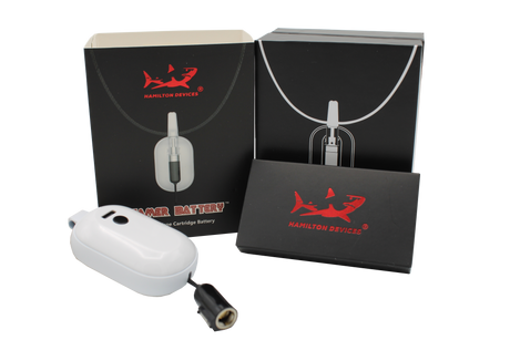 product view of the hamilton gamer battery. a vaporizer with a lanyard with perfectly adjusted to use while in your intense gaming sesh.