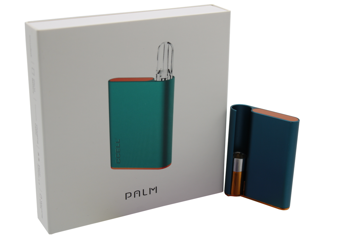 front view of the hamilton devices palm. a long lasting and premium feel vaporizer that fit in the palm for a lowkey experience on the go.