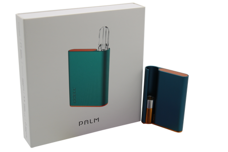 front view of the hamilton devices palm. a long lasting and premium feel vaporizer that fit in the palm for a lowkey experience on the go.