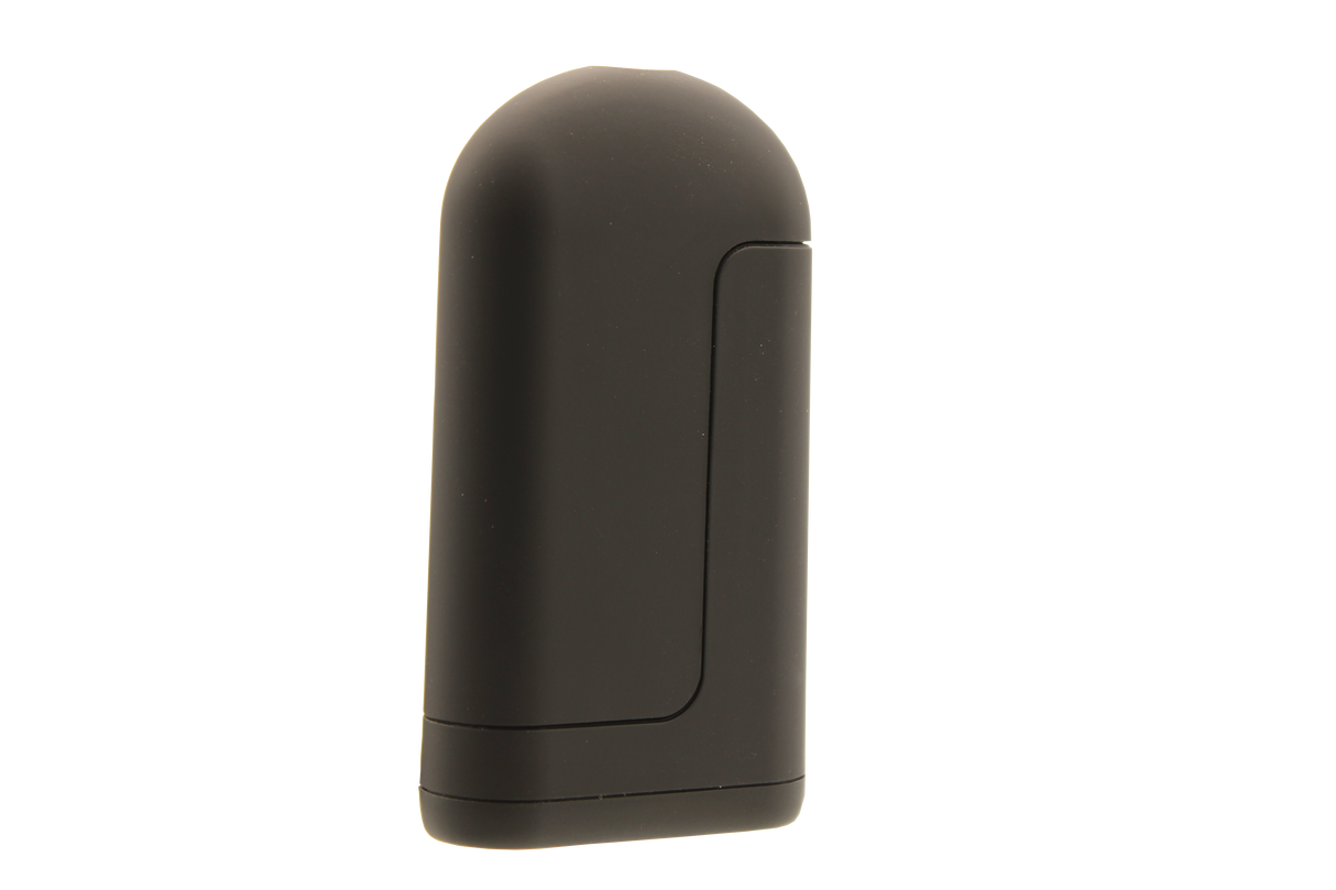 angled view of the Tombstone vaporizer battery a dual cartridge battery able to carry two cartridges for more customizable cloud while also able to store the cartridges for safe storage. able to make strain combinations with twice the vapor production.