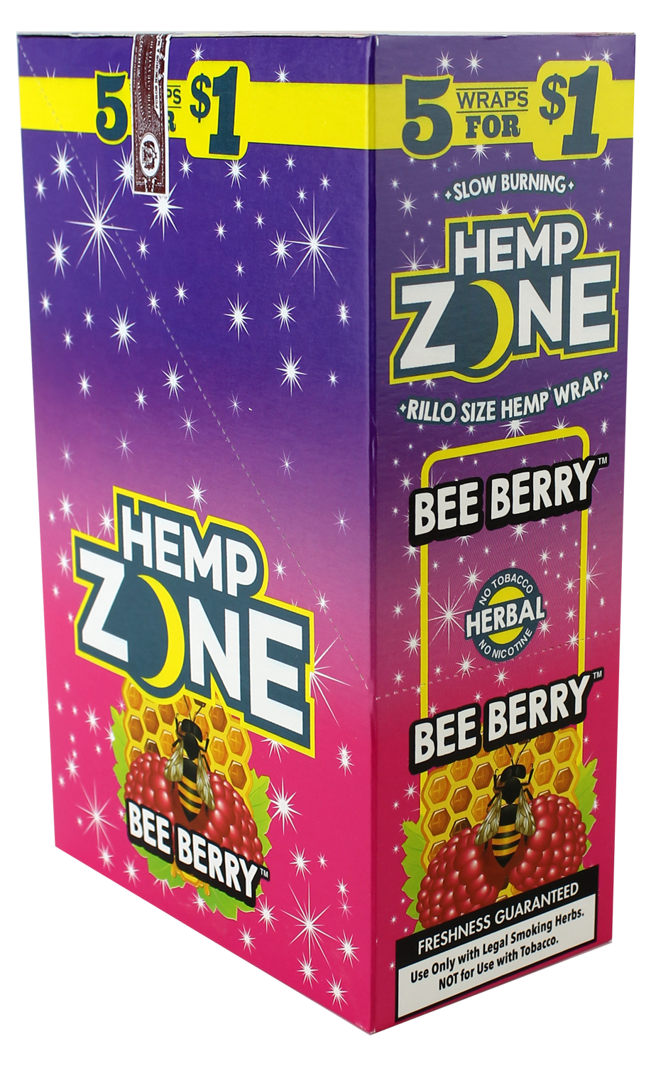 Hemp Zone Hemp Wraps – Tobacco-Free 5-Pack 15ct Display Box