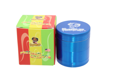 side view of the HoneyPuff aluminum grinder, made from precise aluminum ensuring consistent grind with strong teeth.