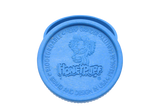 top view of the Honeypuff 56mm Biodegradable blue hemp grinder. A eco friendly grinder that is durable while being compact for everyday use. 