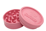 side open view of the Honeypuff 56mm Biodegradable pink hemp grinder. A eco friendly grinder that is durable while being compact for everyday use. 