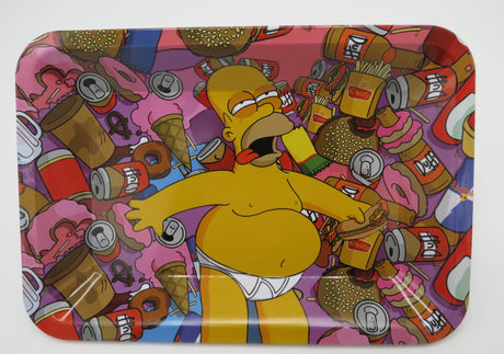 Homer In Food Coma - Rolling Tray With Magnetic Lid