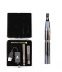 front view of the KandyPens Galaxy wax vape pen in a black silver and the contents of the storage case. A high quality and sleek product with a elevated airflow system.
