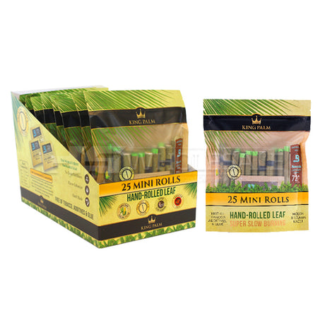 Front view of display box and a package of 8. A mini roll option that is all natural and organic from King Palm.