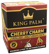 front view of the Kingpalm Cherry charm display box. made from natural palm leaves for natural and slow burn and juicy terpenes activator made for increased flavor.