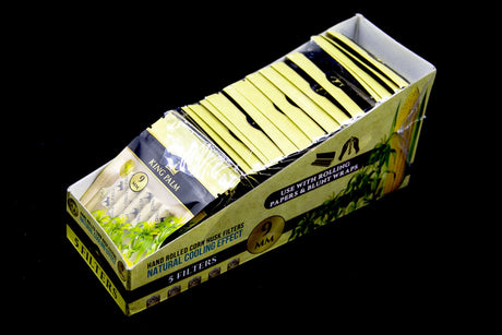 side view of king palm corn husk filter tips. Made from sturdy corn husk for filtering any materials while smoking.  