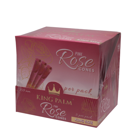 front view of the king palm rose pink cones. Using rose petals cleaned with purified water each smoke gives a sweet natural flavor.