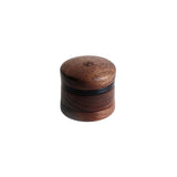 side profile view of the Marley Natural small 4 pice grinder. Made of black walnut. this is a quality accessory for smokers who need quality.