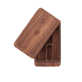 top view of the marley natural black walnut stash case. made of a dense and durable walnut wood for those wanting a more classy and organic style.