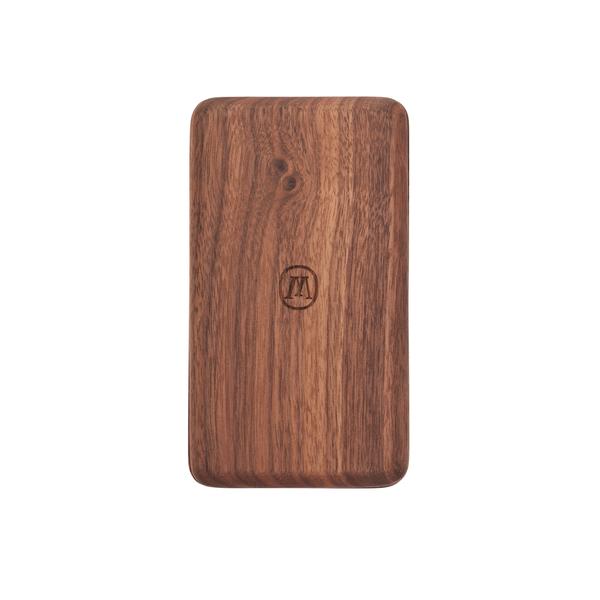 closed view of the marley natural black walnut stash case. made of a dense and durable walnut wood for those wanting a more classy and organic style.