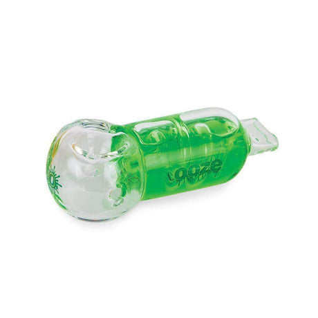 side view of the ooze cryo freezable green glycerin pipe. A pipe built for a chilled smoking experience that is easier for the throat.