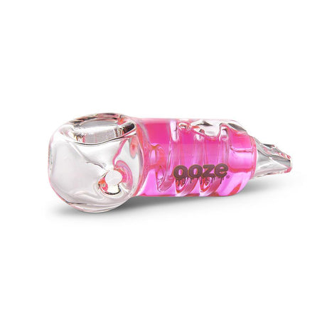 side view of the ooze cryo freezable pink glycerin pipe. A pipe built for a chilled smoking experience that is easier for the throat.