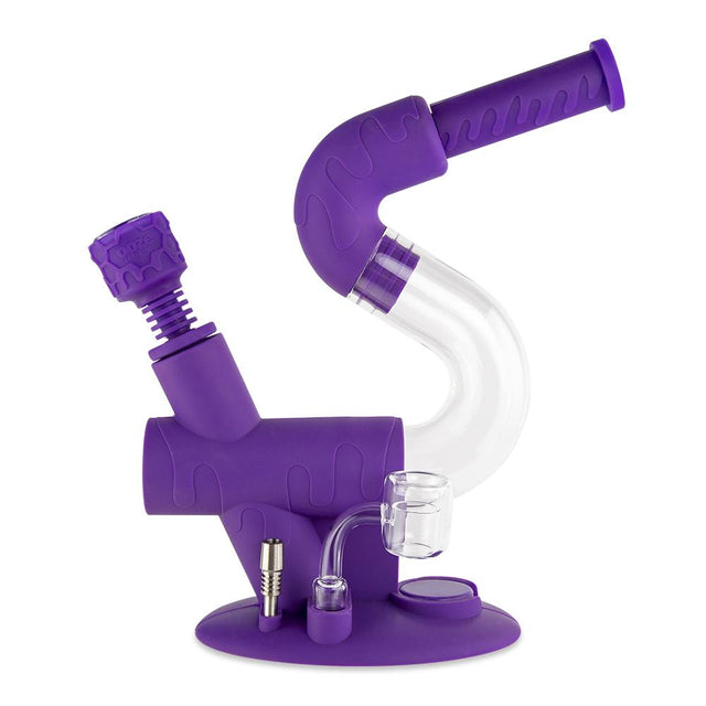 side profile of the Ooze swerve a 4 in 1 product for both dry herb, and concentrates with nectar collector and concentrate dish provided in the kit.