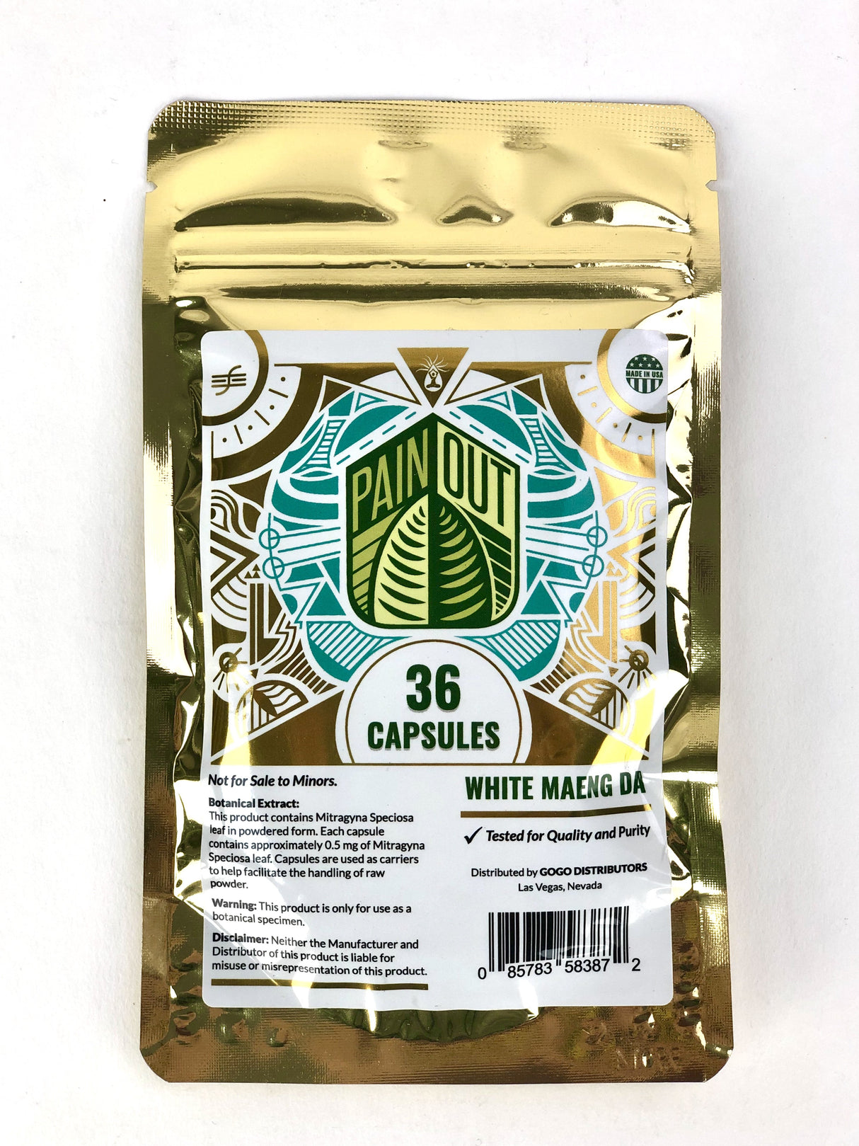 Pain Out White Maeng Da Kratom Capsules 36ct