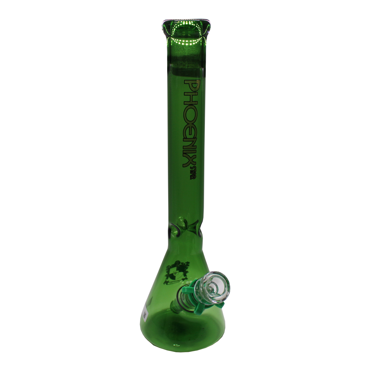 front view of the phoenix star 13.5" bong made from high quality glass. with two percolators for high filtering and vapor concentration.