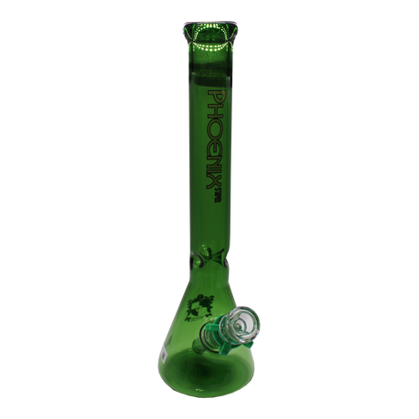 front view of the phoenix star 13.5" bong made from high quality glass. with two percolators for high filtering and vapor concentration.