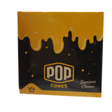 front view of the Pop brand squeeze and pop flavored cones 1 1/4 size banana cream display box