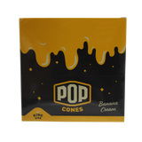 front view of the Pop brand squeeze and pop flavored cones King sized banana cream display box
