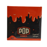front view of the Pop brand squeeze and pop flavored cones King sized tropical mango display box
