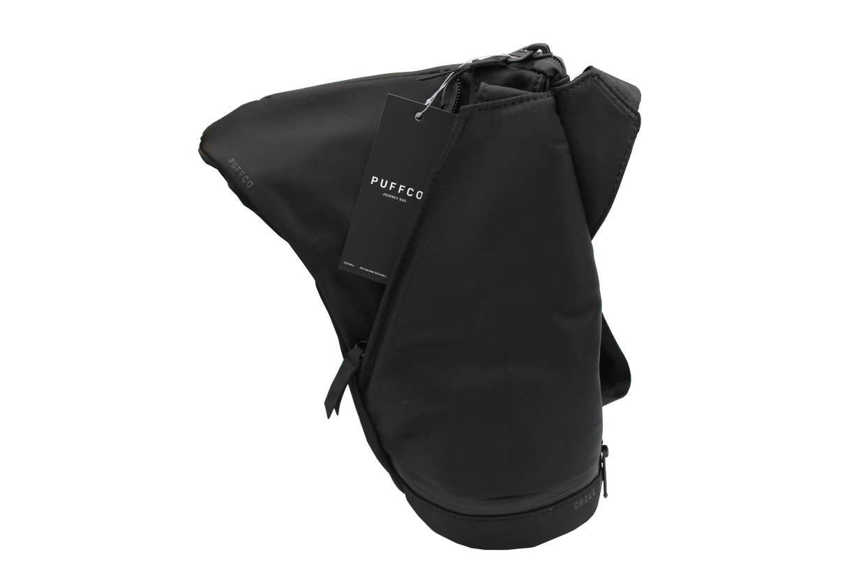 front view of the Puffco Journey Travel bag. A well made and perfect companion to carrying the Puffco peak and peak pro, shielding it from damage from drops and extra carrying pockets for other essentials.