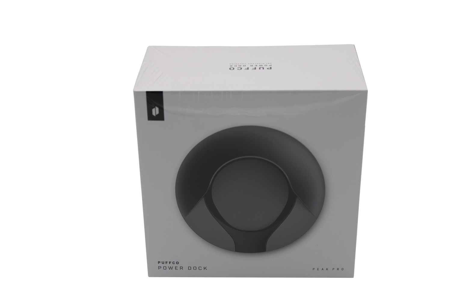 front view of the Puffco Peak Pro power dock. A wireless charging station for the peak pro allowing to give assurance for your device to not die mid session.
