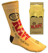side profile and boxed view of the RAW socks. A hemp and cotton blend material sock from RAW