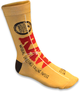 Side profile of the RAW classic knit socks. A comfortable apparel item from RAW.