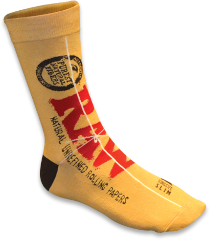 Side profile of the RAW classic knit socks. A comfortable apparel item from RAW.