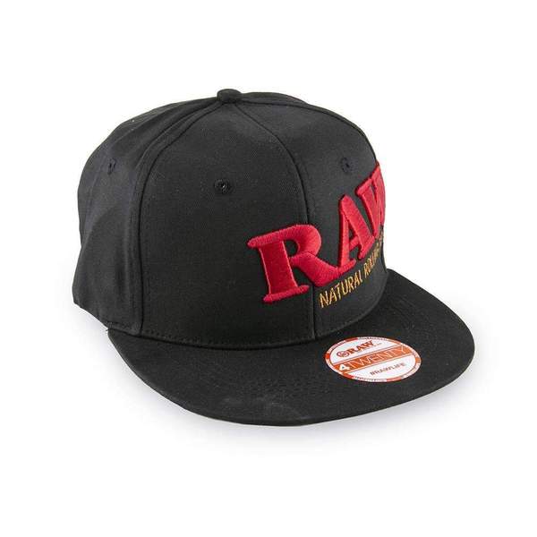 Side view of the RAW Flex fit hat with embroidered logo and made with odor resistant cotton.