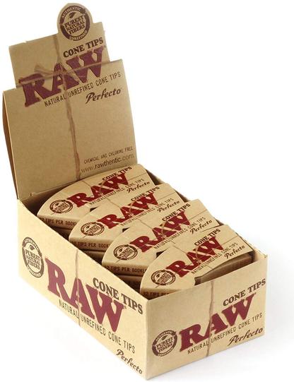 front view of the RAW Perfecto cone tips box. A premium choice for cone tips.