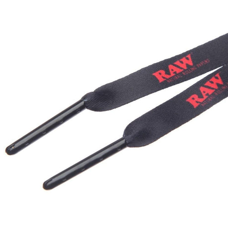 view of the metal aglets of the RAW poker shoelaces.