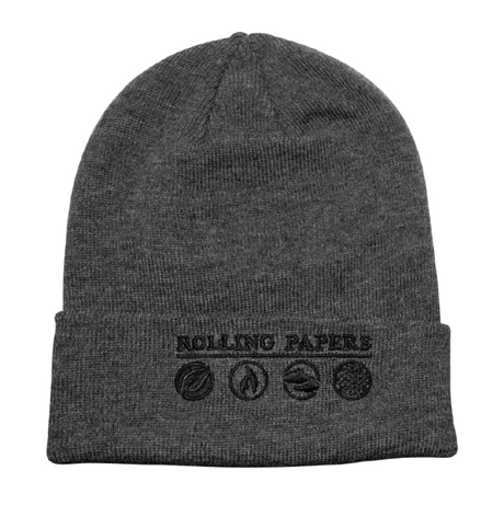 front view of the gray RAW beanie. An official RAW apparel item for cold weather