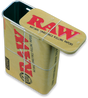 angled view of a RAW slide top storage tin.  A rugged container to store all your smoking essentials.
